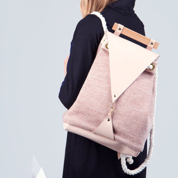 Noemiah Fabric and Maple Wood Backpack Noemiah Fabric and Maple Wood Backpack