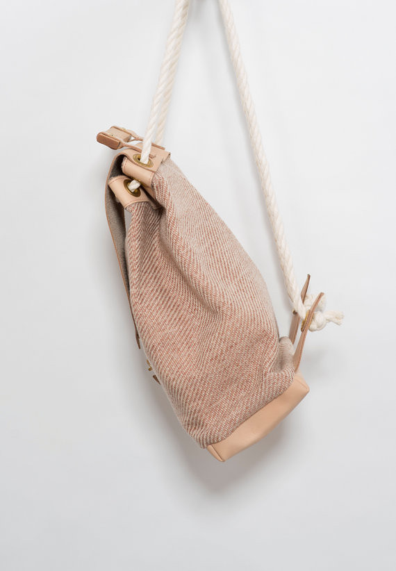 Noemiah Fabric and Maple Wood Backpack Noemiah Fabric and Maple Wood Backpack