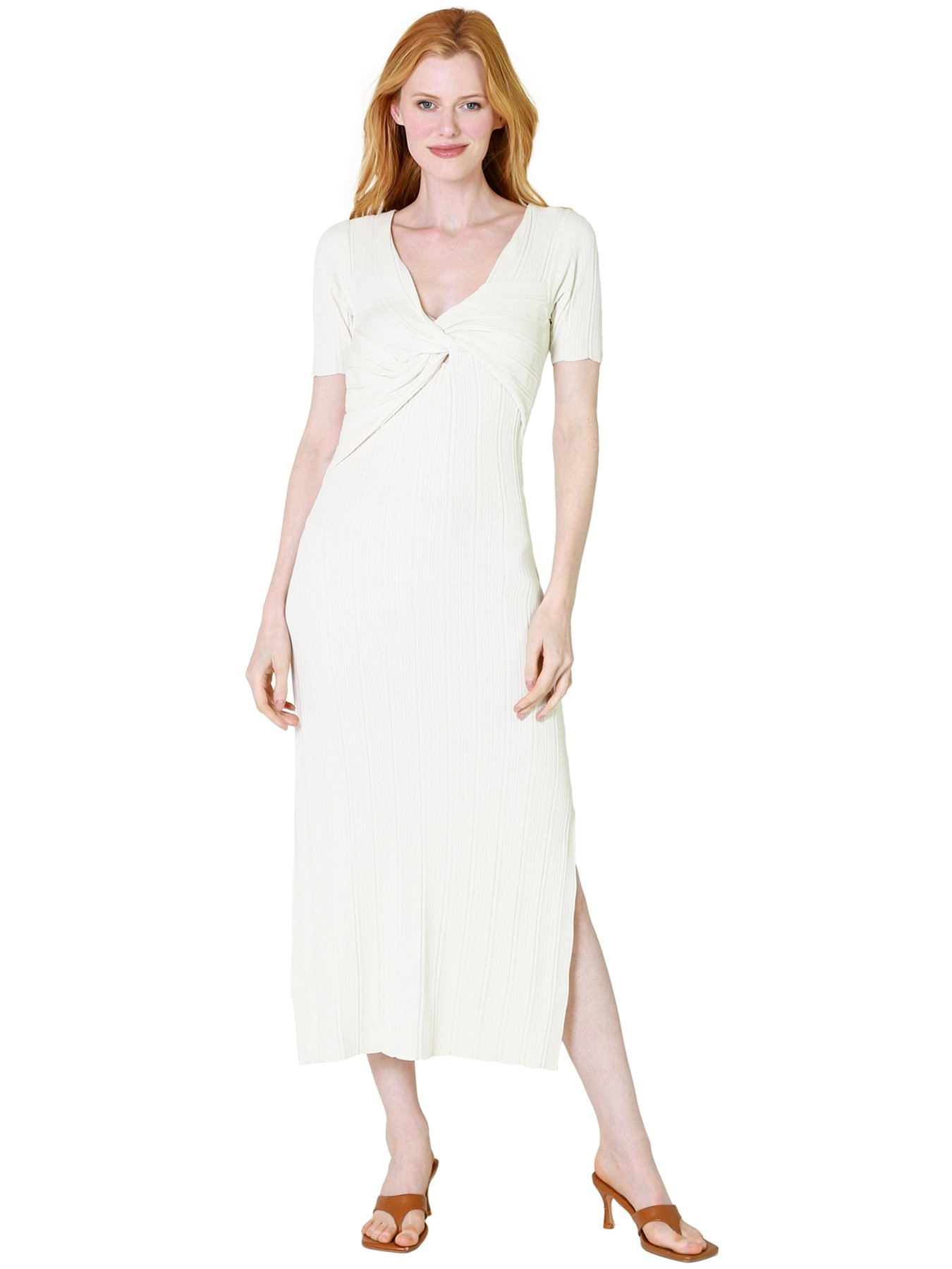 Frame Layered Wrap Sweater Dress - Bone 