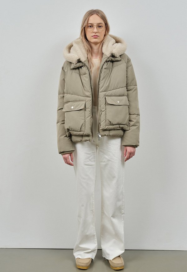 embassy of bricks and logs lyndon puffer jacket pale olive