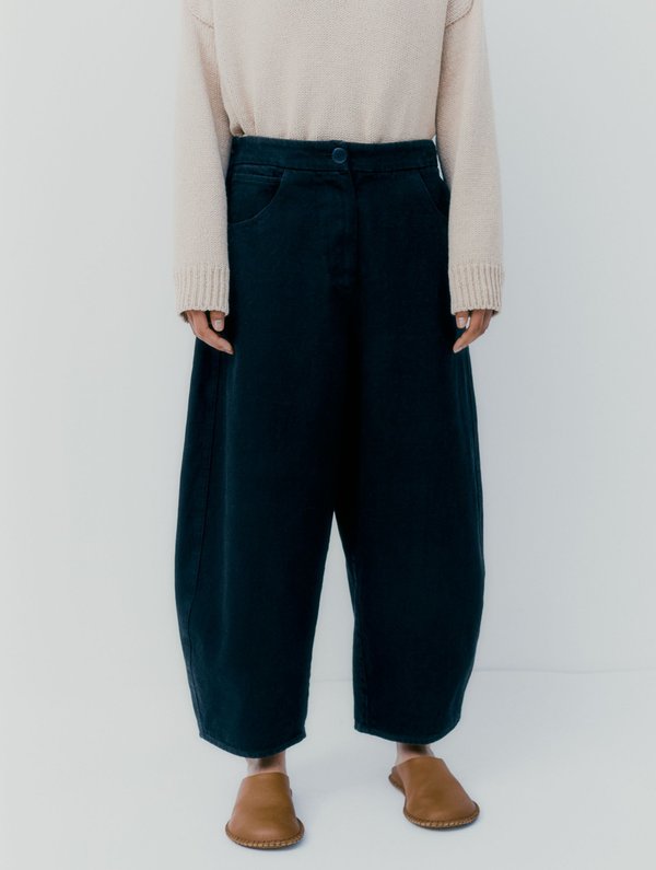 Cordera Curved Leg Pants - Black Denim | Garmentory