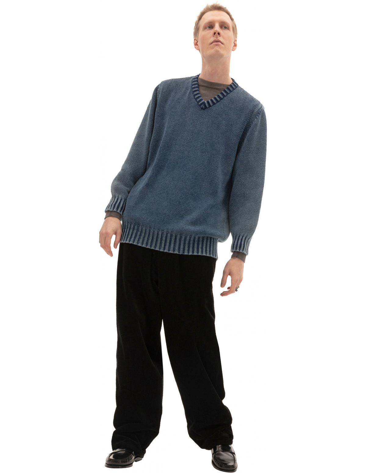 Maison Margiela V-neck Sweater - Blue | Garmentory