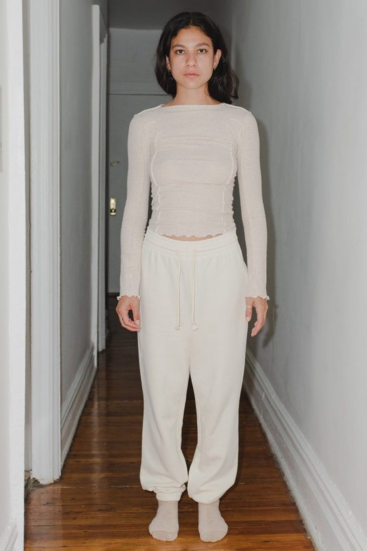Baserange Highwaist Bell Pants in Off White main image 0