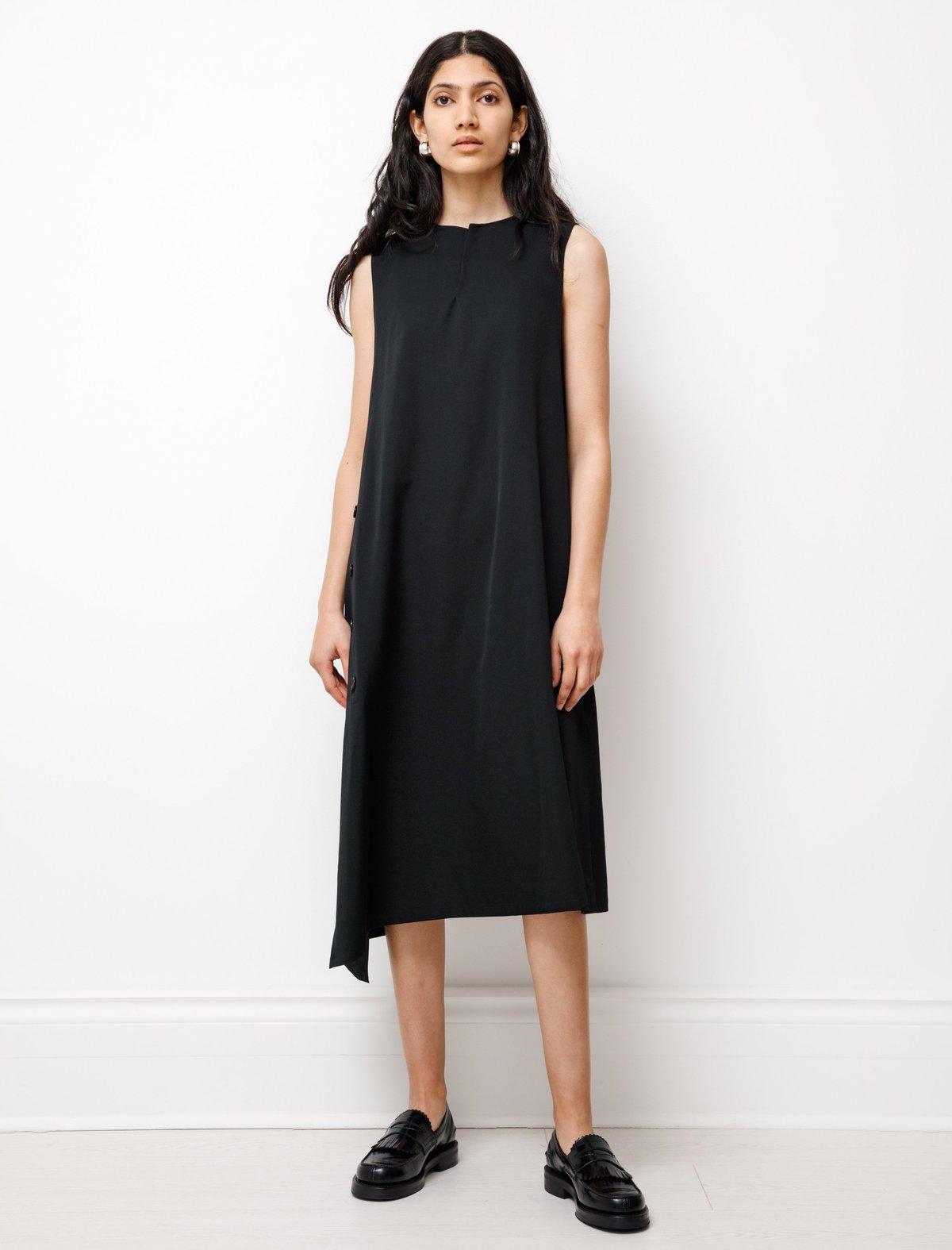 Y's by Yohji Yamamoto Asymmetrical Button Wool Dress - Gabardine