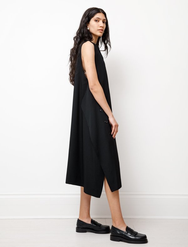 Y's by Yohji Yamamoto Asymmetrical Button Wool Dress - Gabardine