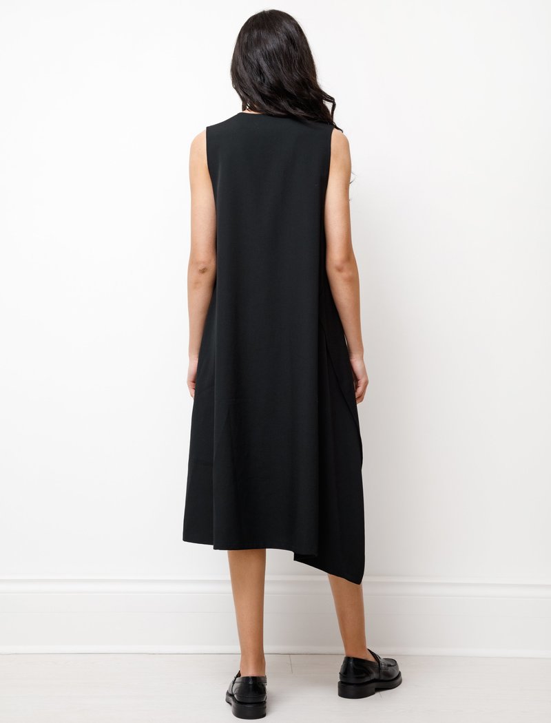 Y's WOOL GABARDINE ASYMME APRON DRESS 黒1 Y's by Yohji Yamamoto