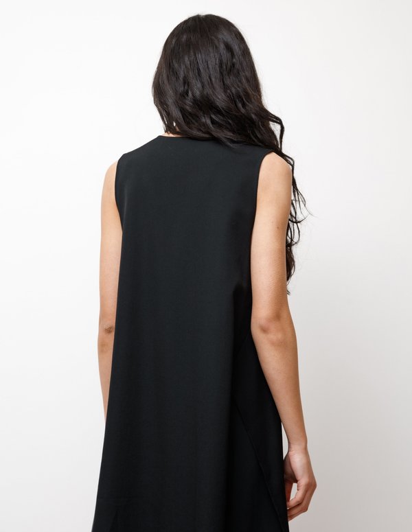Y's WOOL GABARDINE ASYMME APRON DRESS 黒1 WOOL GABARDINE APRON DRESS – THE SHOP YOHJI YAMAMOTO