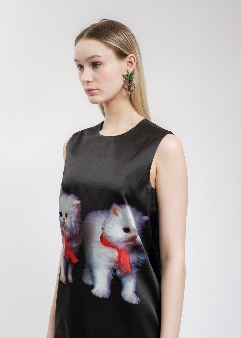 Ashley Williams Red Bow Kitten Shift Mini Dress - Multi