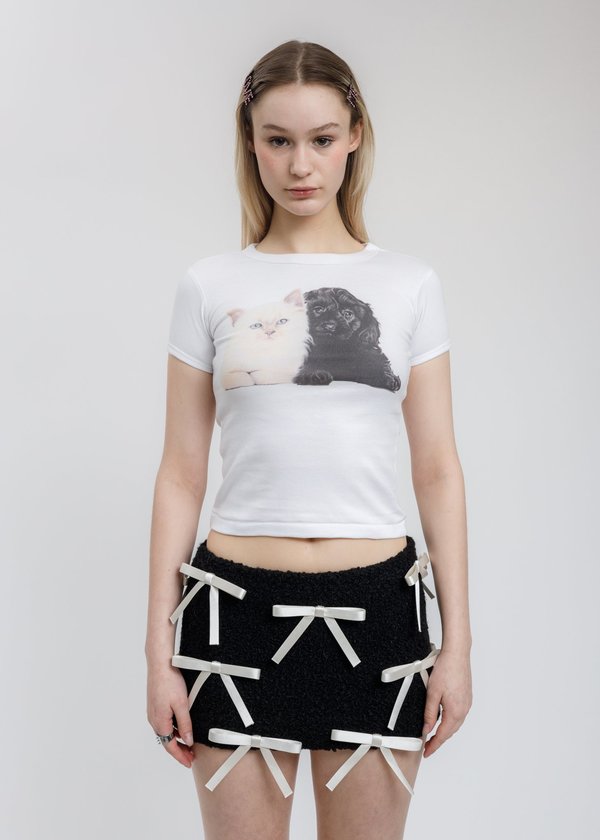 Ashley Williams Puppy Kitten Baby Tee - White | Garmentory