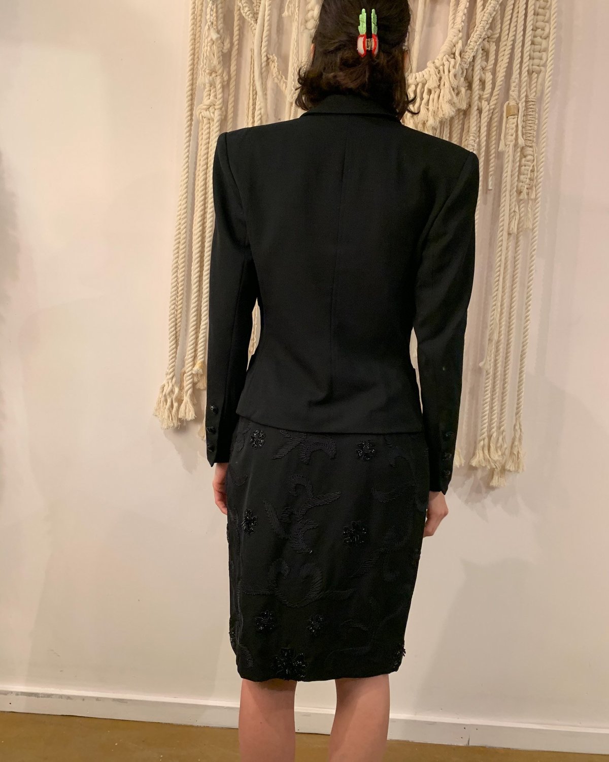 Beaded Blazer&Skirt Embroidered Lace 2Pcs