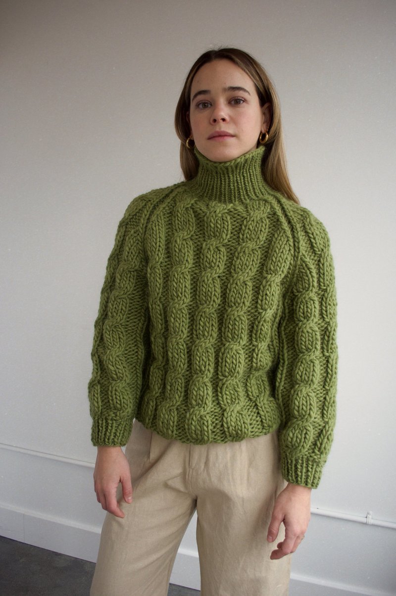 Mirstores Cable Knit Sweater - Pistachio | Garmentory 