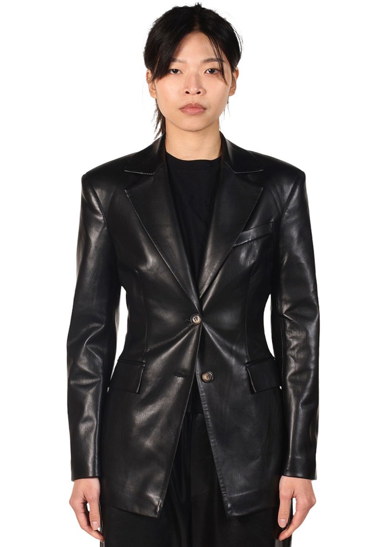 Nanushka Vegan Leather Blazer - Black | Garmentory