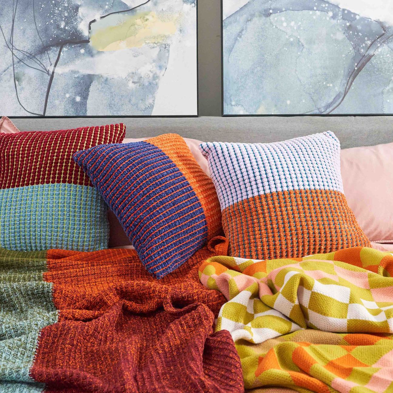 Verloop Grid Colorblock Pillow Cover Navy Garmentory