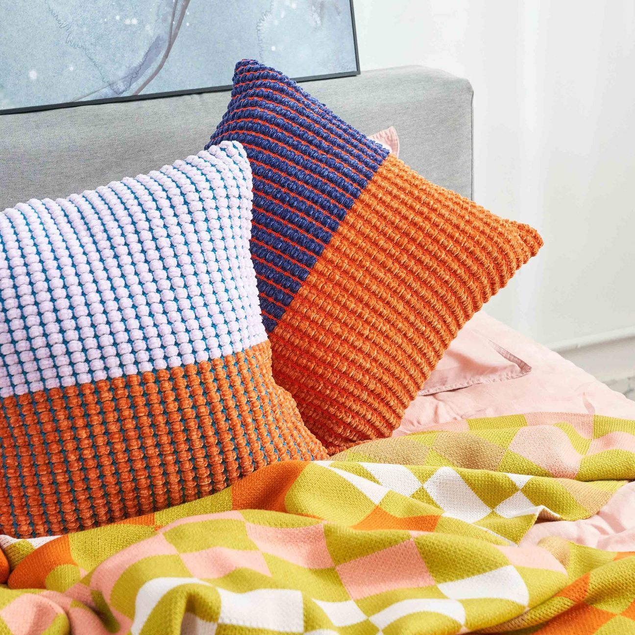 Verloop Grid Colorblock Pillow Cover Navy Garmentory