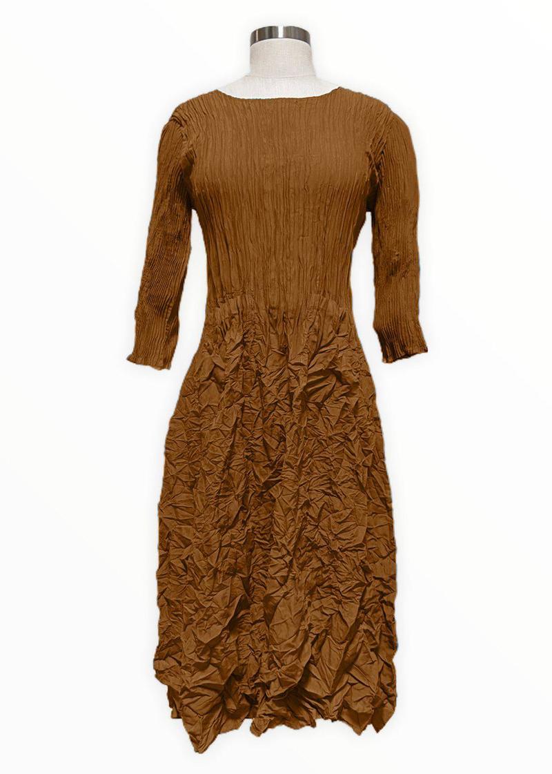 Alquema Smash Pocket 3/4 Sleeve Dress - Gold | Garmentory