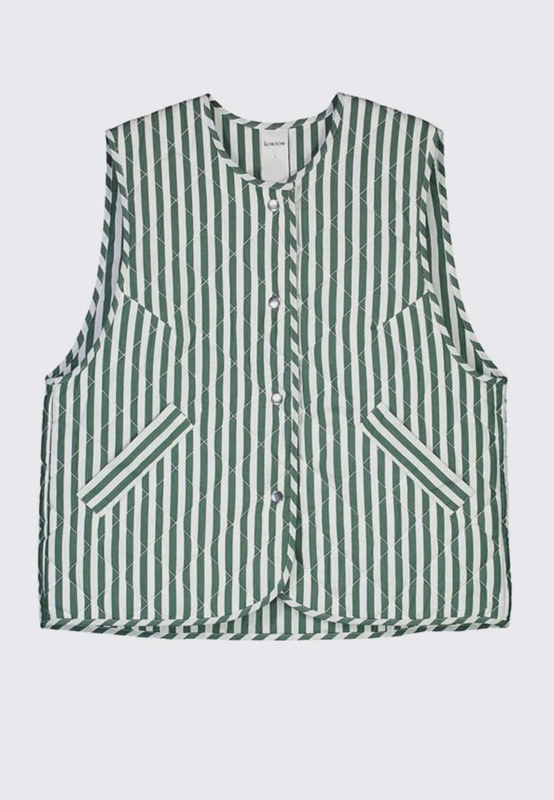 Kowtow Quilt Vest - Green/White Stripe | Garmentory