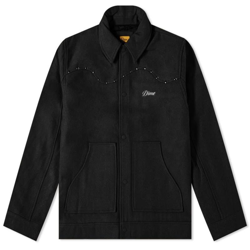 Dime Studded Wool Bomber - Black | Garmentory