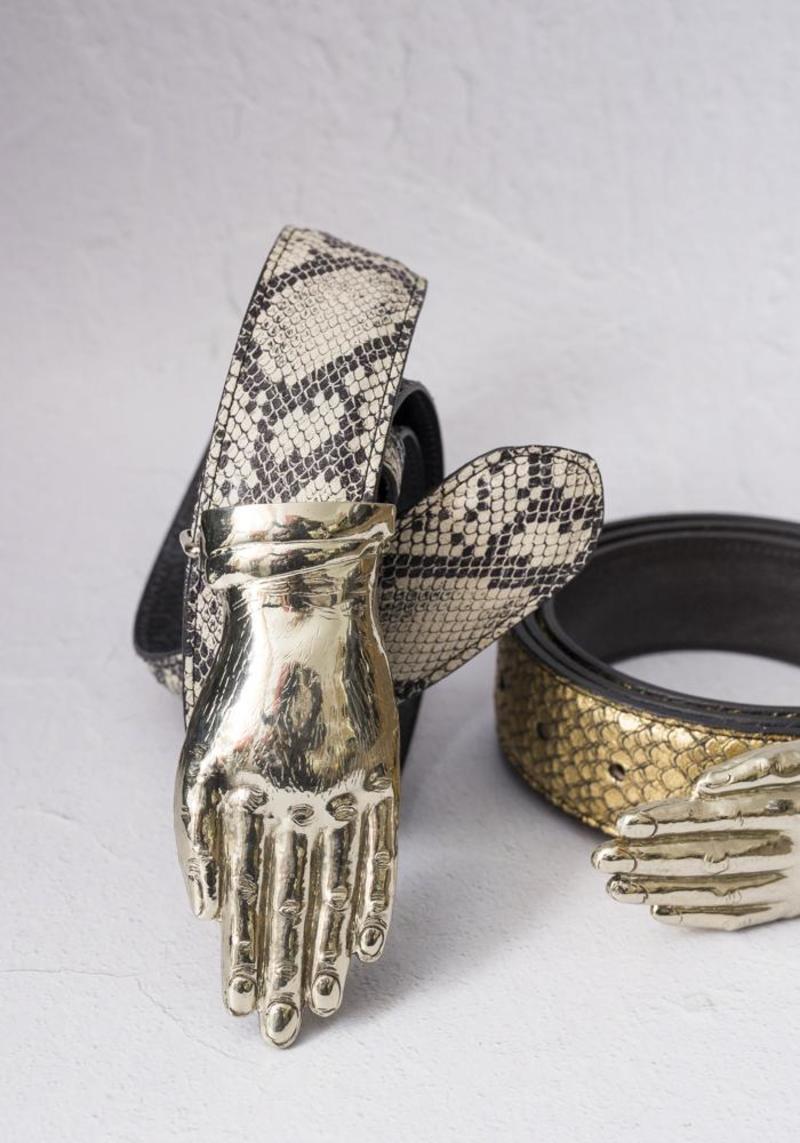 Klandestina Brass Hand Leather Belt - Brass