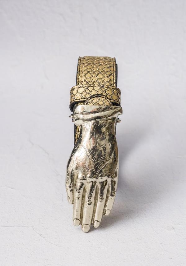 Klandestina Brass Hand Leather Belt - Brass