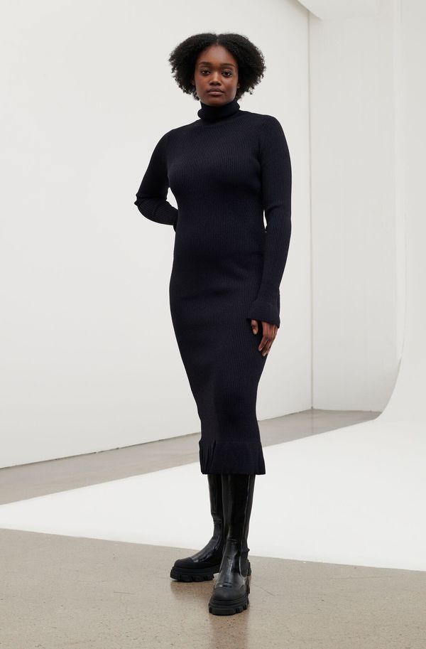 slim fit dress slacks A fitted long sleeves dress with a beaded collar, a deep vertical open main image 1