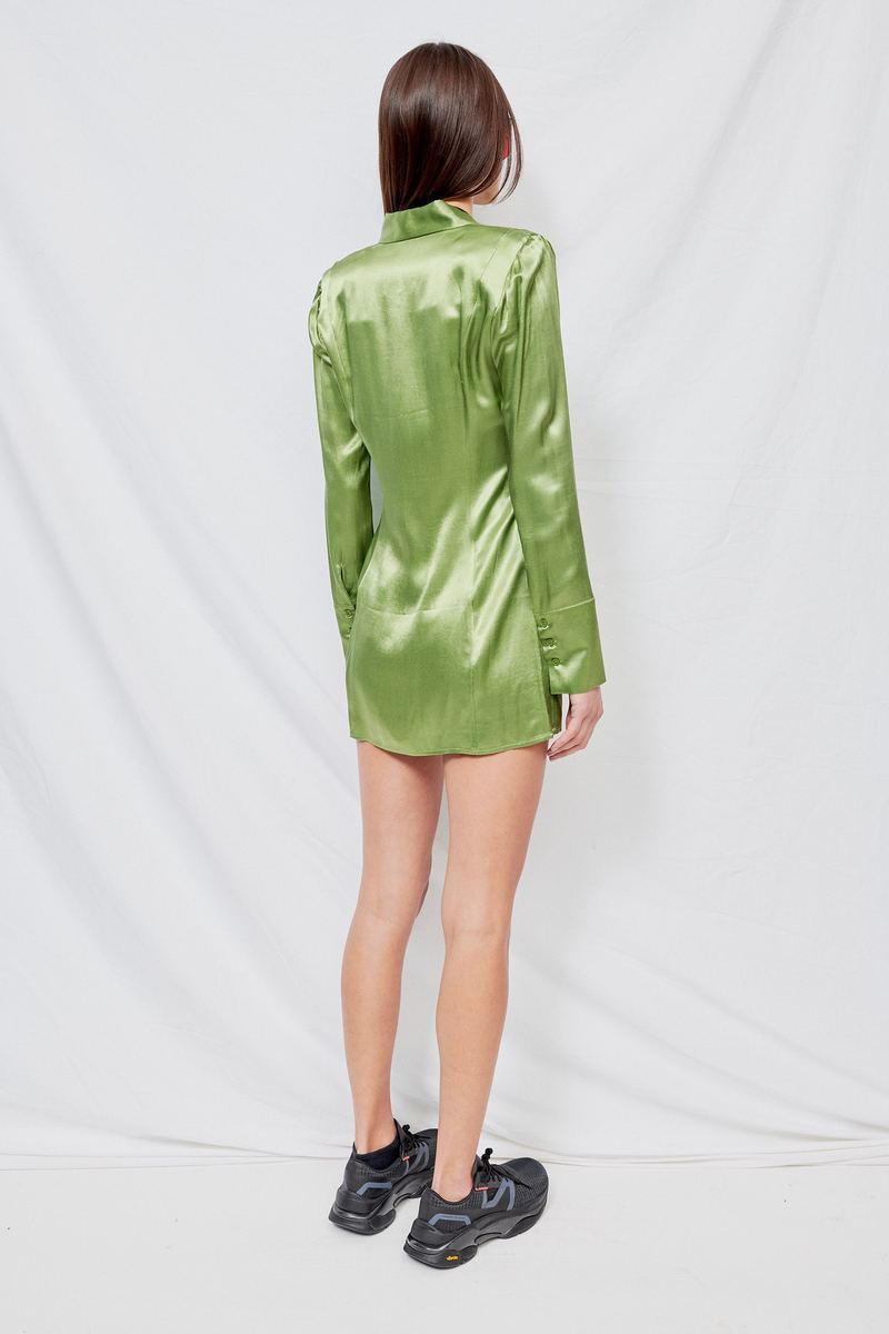 Assembly Satin Mini Shirtdress - Green
