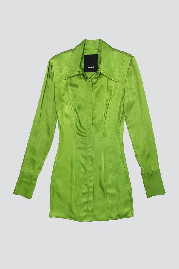 Assembly Satin Mini Shirtdress - Green