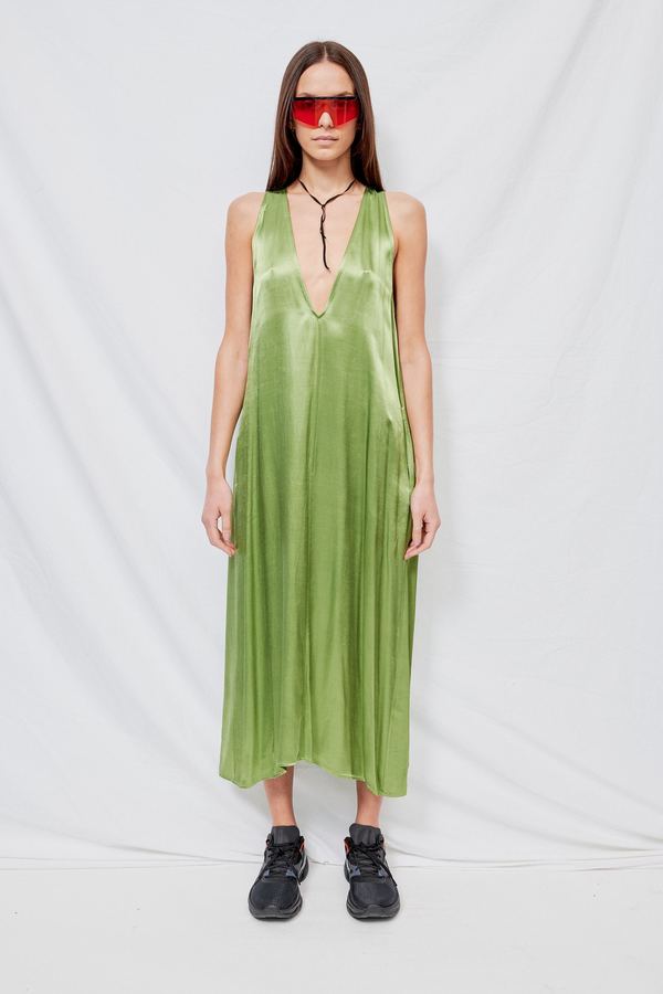 Assembly Satin Tent Dress - Green | Garmentory Assembly Satin Tent Dress - Green | Garmentory