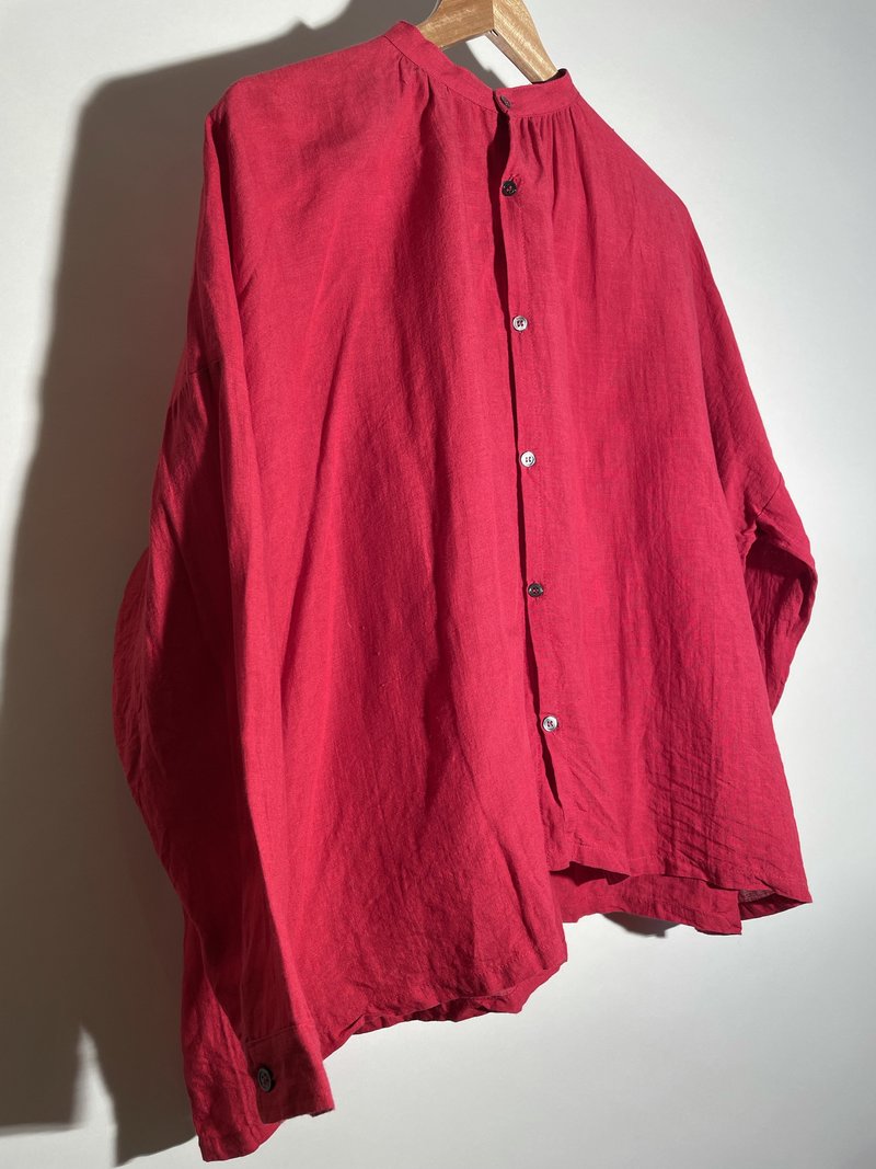 ICHI ANTIQUITES Linen Color Shirt - Red | Garmentory