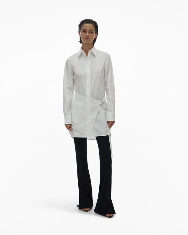 helmut lang white shirt dress Helmut Lang Women's Knot Shirt - White