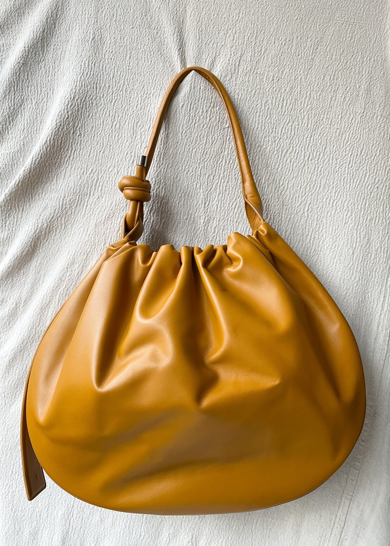 bucket bag orange ruched bag