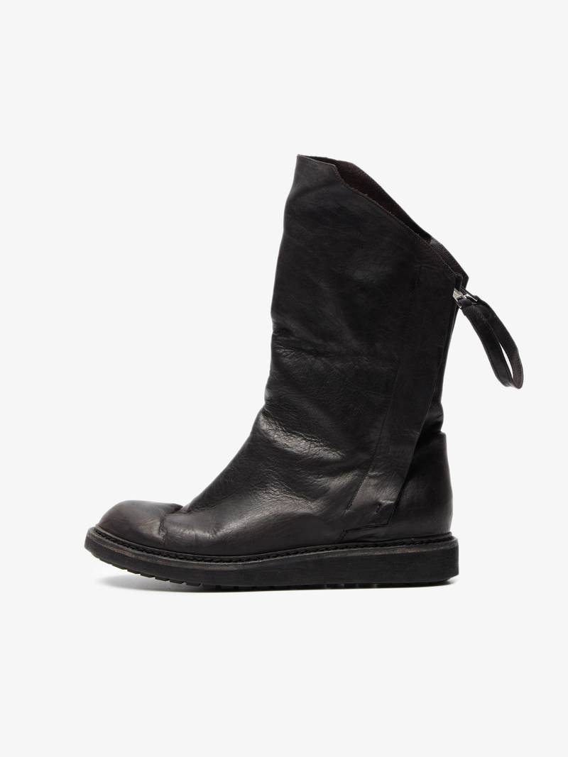 Pre-Loved] Cinzia Araia M Black Back Zip Details Boots-Black