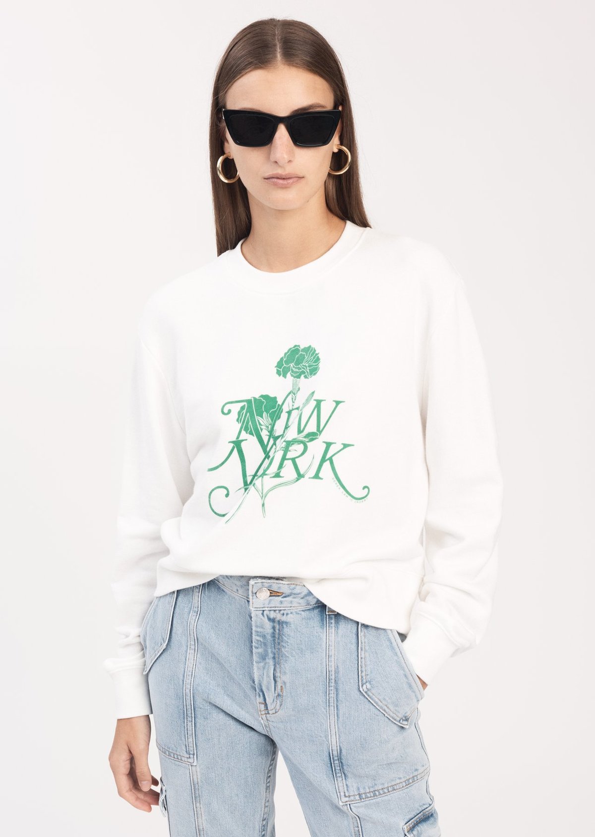 Derek Lam Aubrey Sweatshirt - Soft White/Green - Image 2 of 6