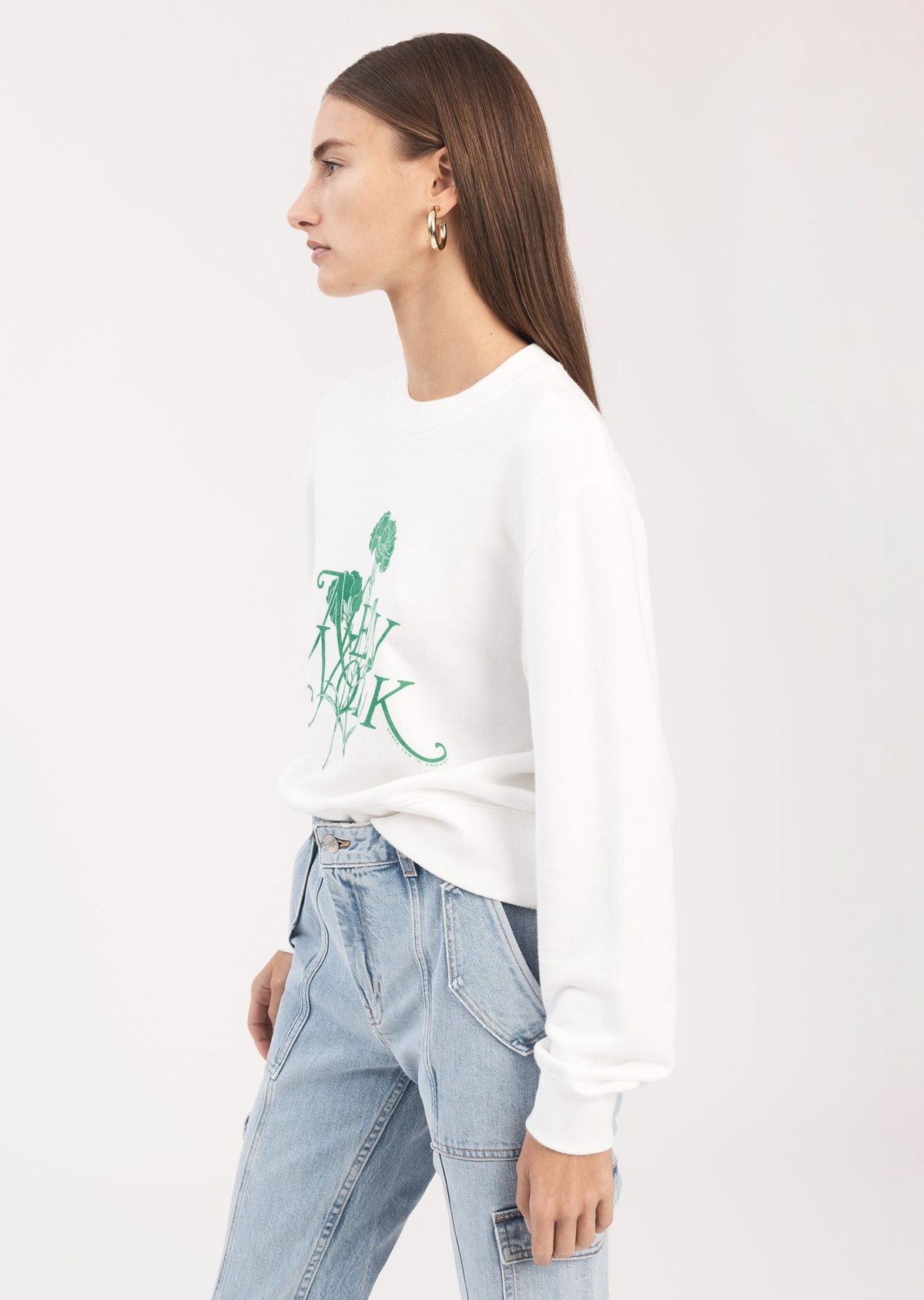 Derek Lam Aubrey Sweatshirt - Soft White/Green - Image 3 of 6