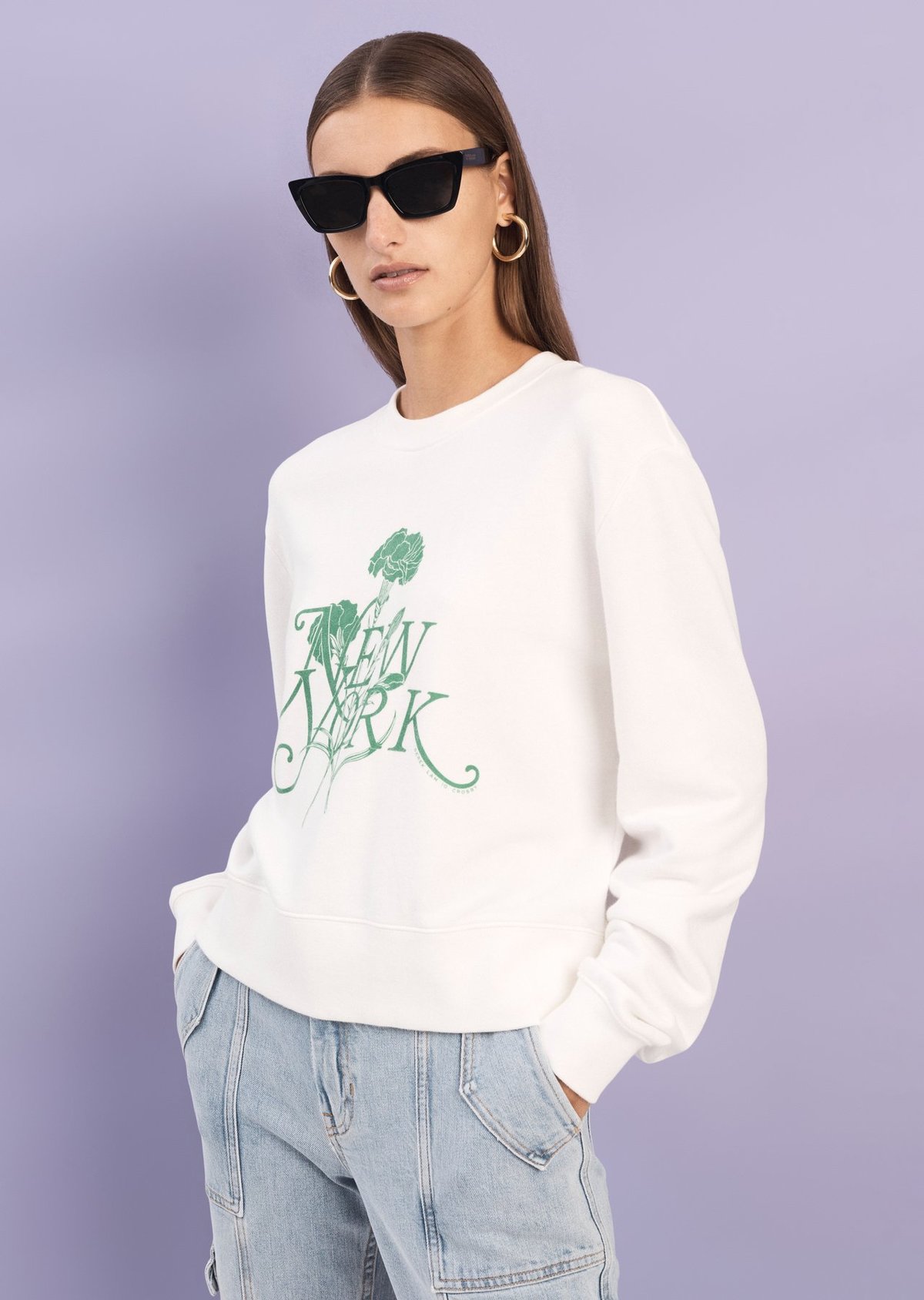 Derek Lam Aubrey Sweatshirt - Soft White/Green - Image 5 of 6