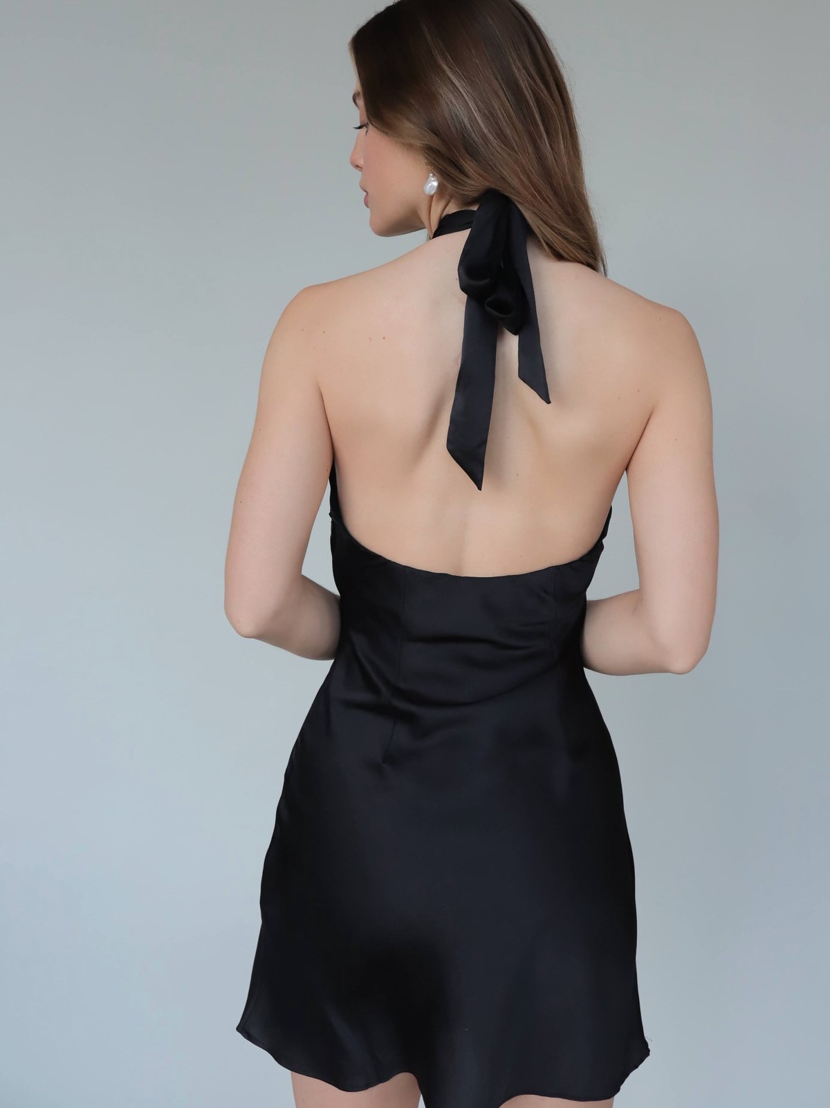 mother of the bride dress halter High Neck Long Sleeves Pleated Sleek A-Line Mother of Bride Dress  Loveiss