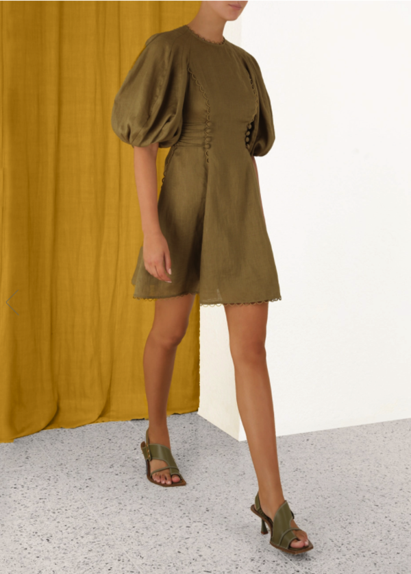 Zimmermann Rosa Laced Mini Dress - Olive on Garmentory Zimmermann Rosa Laced Mini Dress - Olive on Garmentory