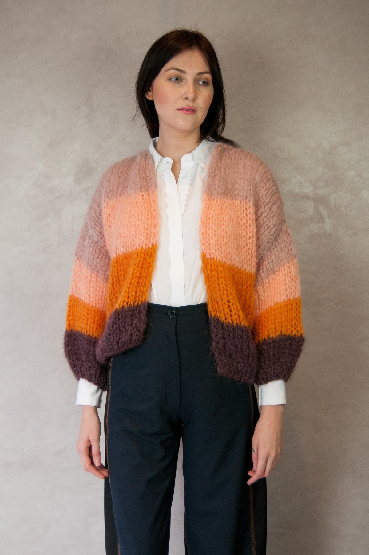 Maiami Mohair Big Bomber Cardigan - Antique Pink Plum - Image 1 of 3