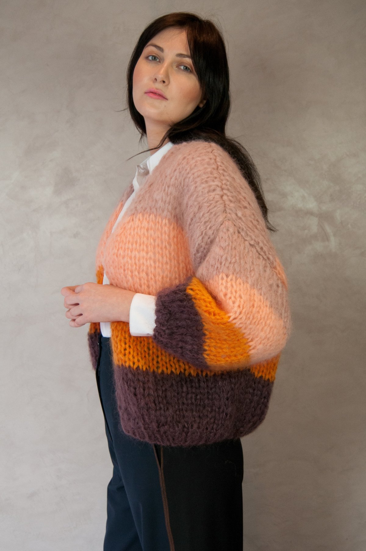 Maiami Mohair Big Bomber Cardigan - Antique Pink Plum - Image 2 of 3