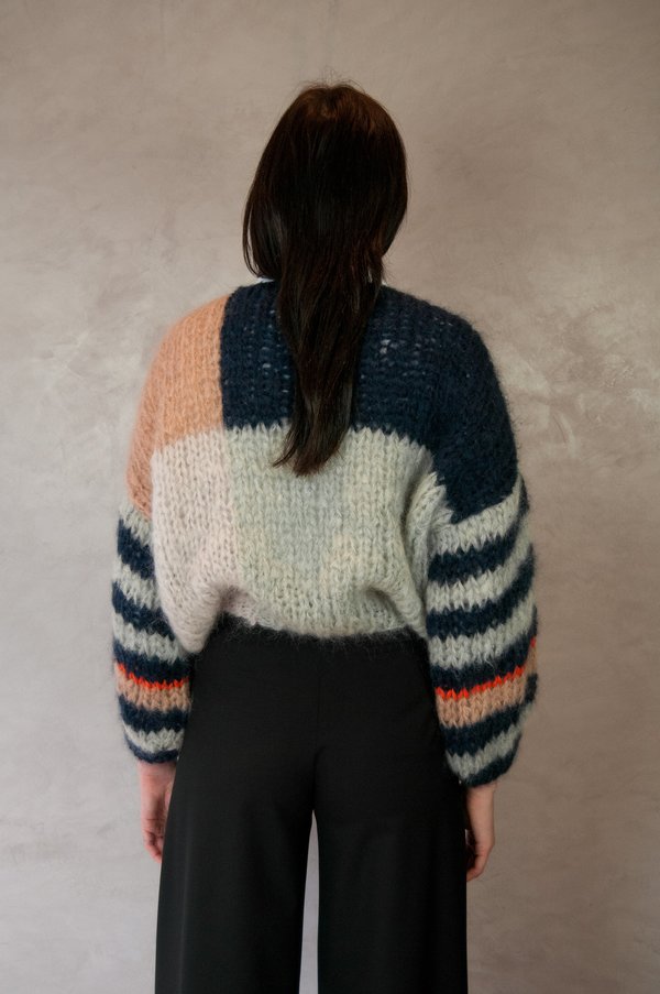 Maiami Hushed Memphis Big Sweater - Navy/Pearl