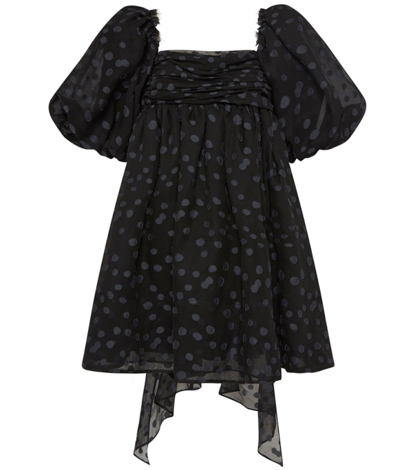 Aje La Piscine Puff Sleeve Bow Back Mini Dress - Black | Garmentory