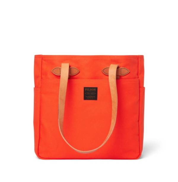 FILSON Red Tan Cotton Canvas Twill Leather Trim Tote Bag main image 0