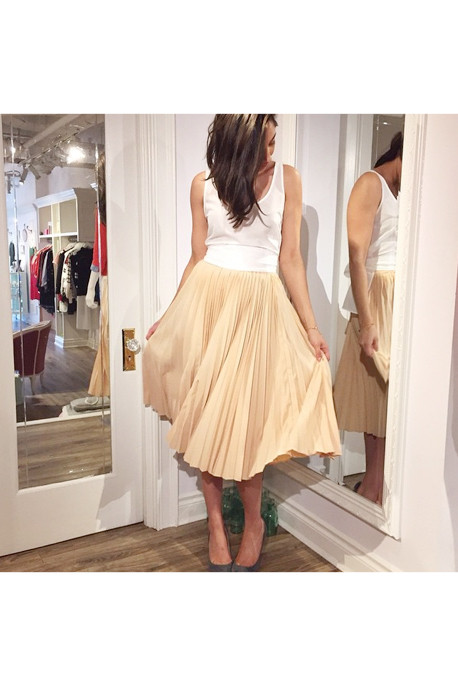 10 Crosby by Derek Lam Pleated Silk Midi Skirt 10 Crosby by Derek Lam Pleated Silk Midi Skirt