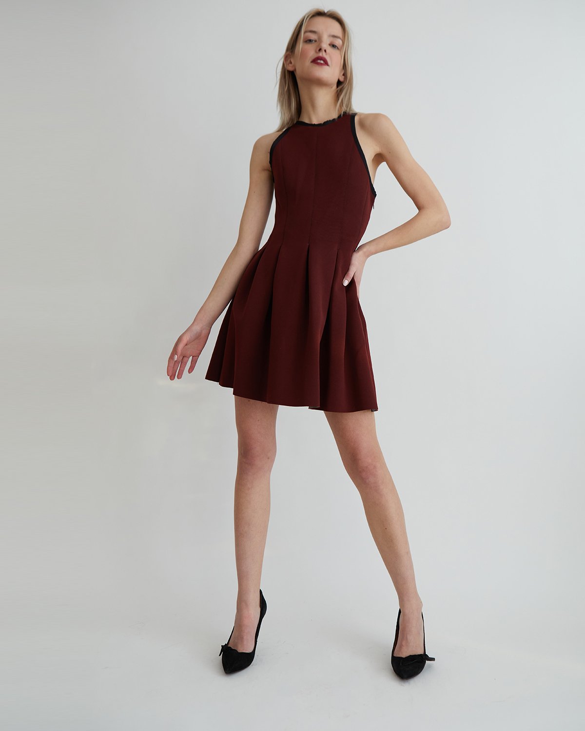 Vintage Fit and Flare Dress - Burgundy | Garmentory