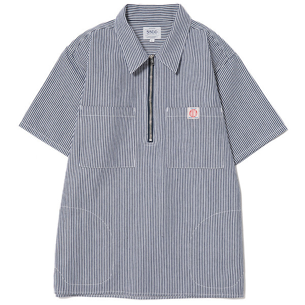 FUCT SSDD HICKORY HALF ZIP SHIRT - NAVY | Garmentory