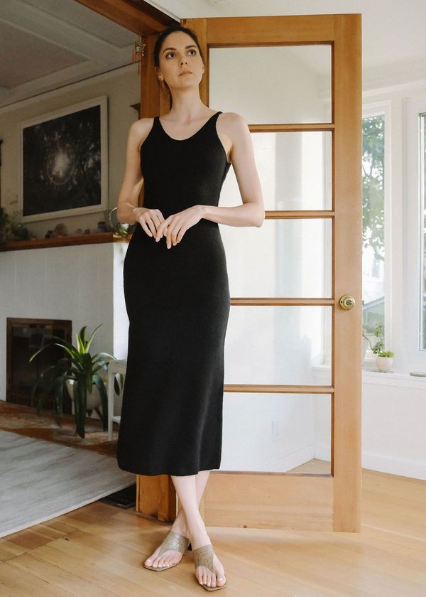 black hourglass dress Black Long Sleeve Asymmetrical Dress - Hourglass main image 0