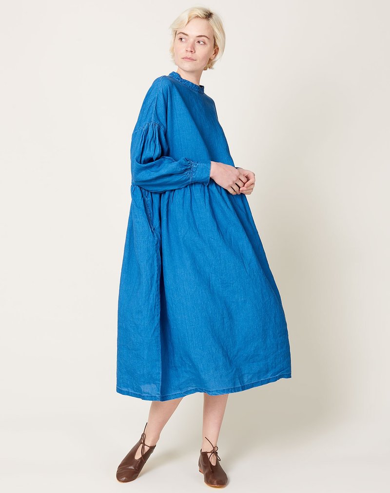 Vintage ICHI ANTIQUITES Indigo Linen Dress Light Indigo Garmentory