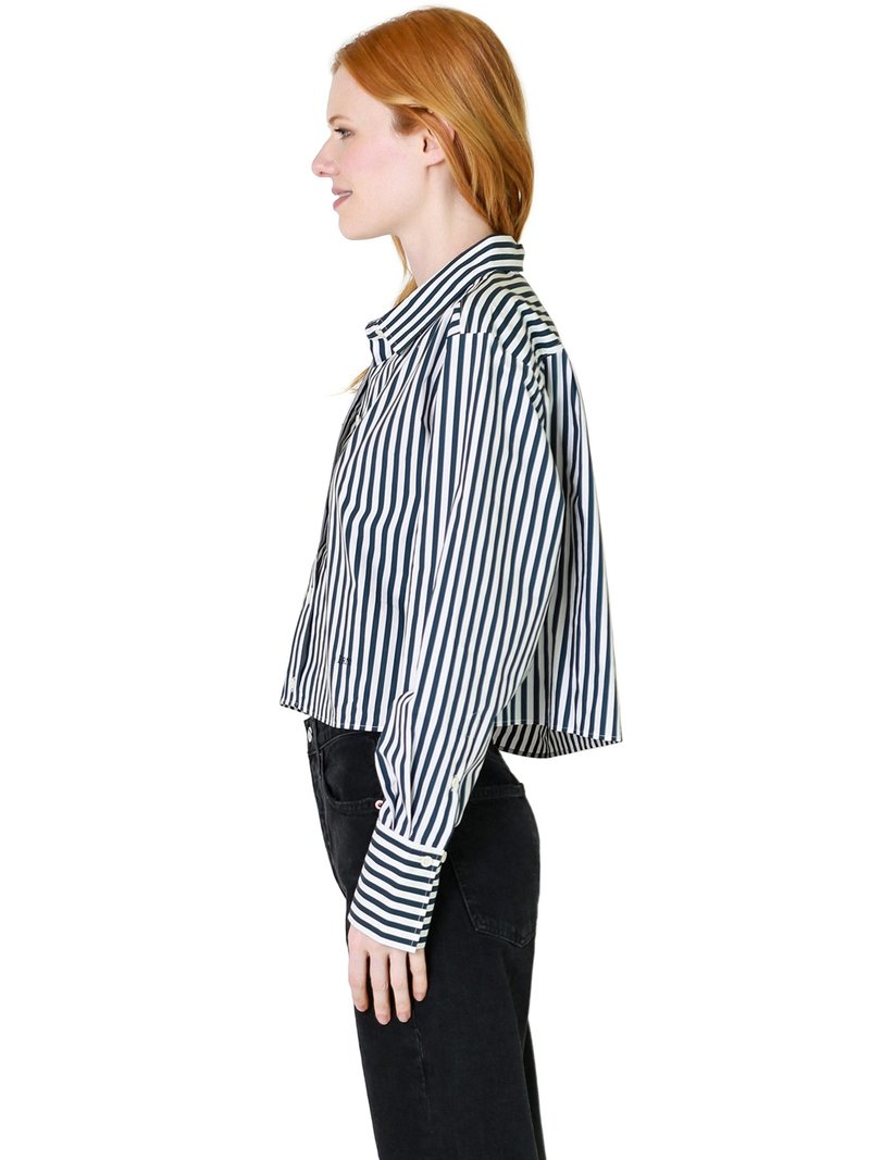 Frame denim The Cutoff Oversized Shirt - Navy Multi | Garmentory