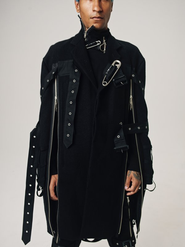 The Soloist ss16リアム期 chester field coat TAKAHIROMIYASHITA The Soloist. Wool Music Staff Strapped