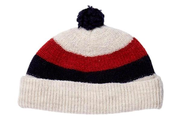 2025-25 秋冬新作  ハイブランドの Pom Pom Striped Cabourn Nigel Beanie Garmentory | Natural - 帽子