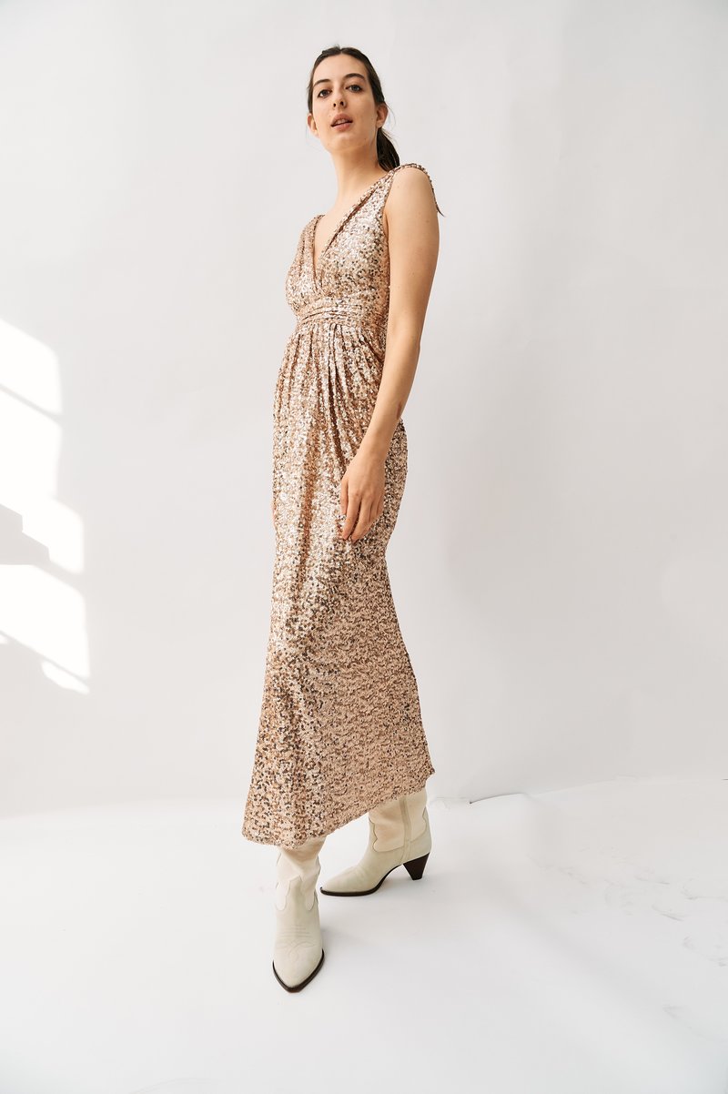 Badgley Mischka Sequin Maxi Dress - Gold | Garmentory